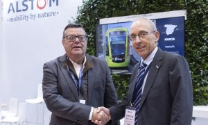 José Luis Martínez Donoso, director general de Fundación ONCE y Leopoldo Maestu, presidente y consejero delegado de Alstom España y Portugal