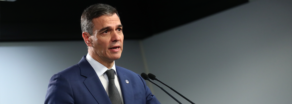 Pedro Sánchez, durante la rueda de prensa, en Bruselas, tras participar en el Consejo Europeo