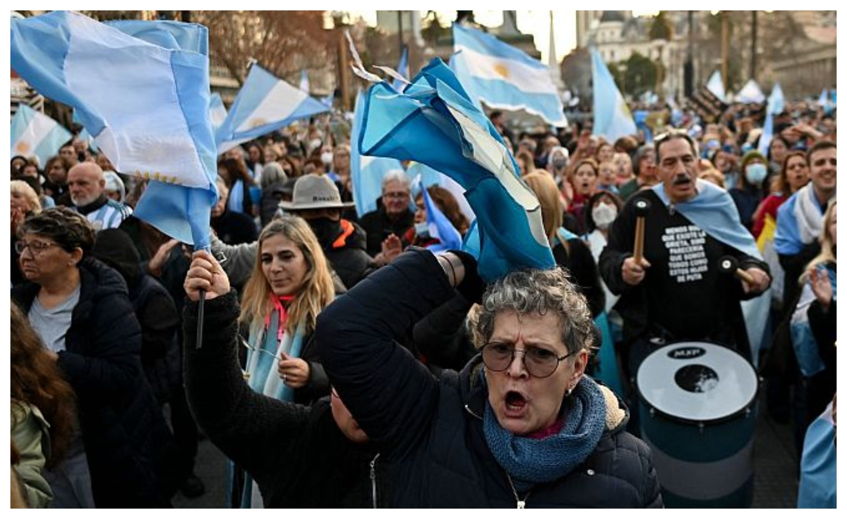 Manifestación contra la pobreza, en Argentina