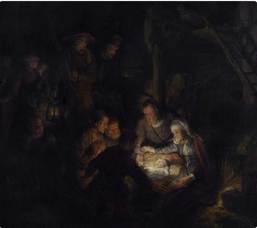 «La adoración de los pastores» de Rembrandt