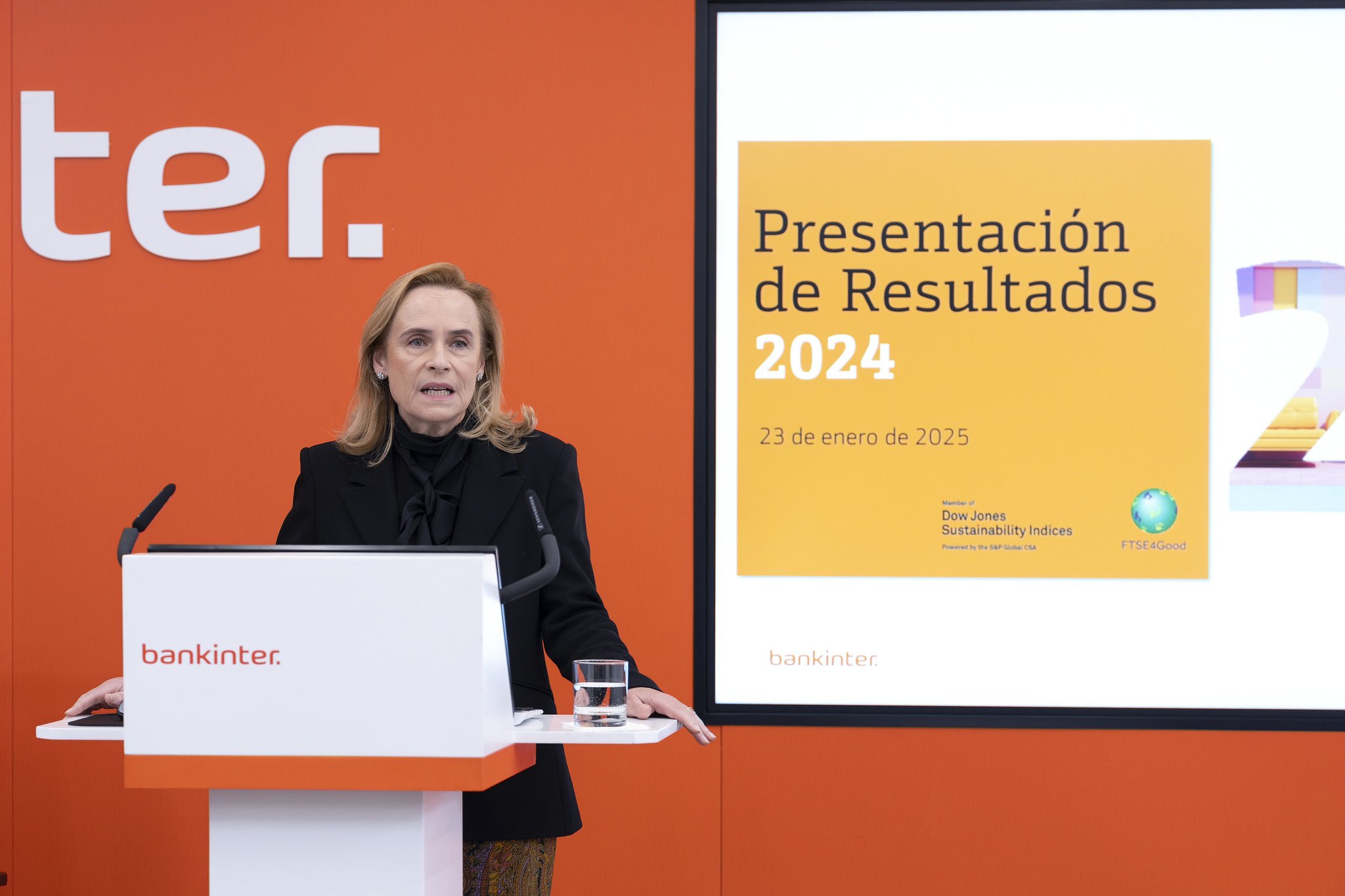 Gloria Ortiz, consejera delegada de Bankinter, durante la presentación de resultados / Foto: Pablo Moreno