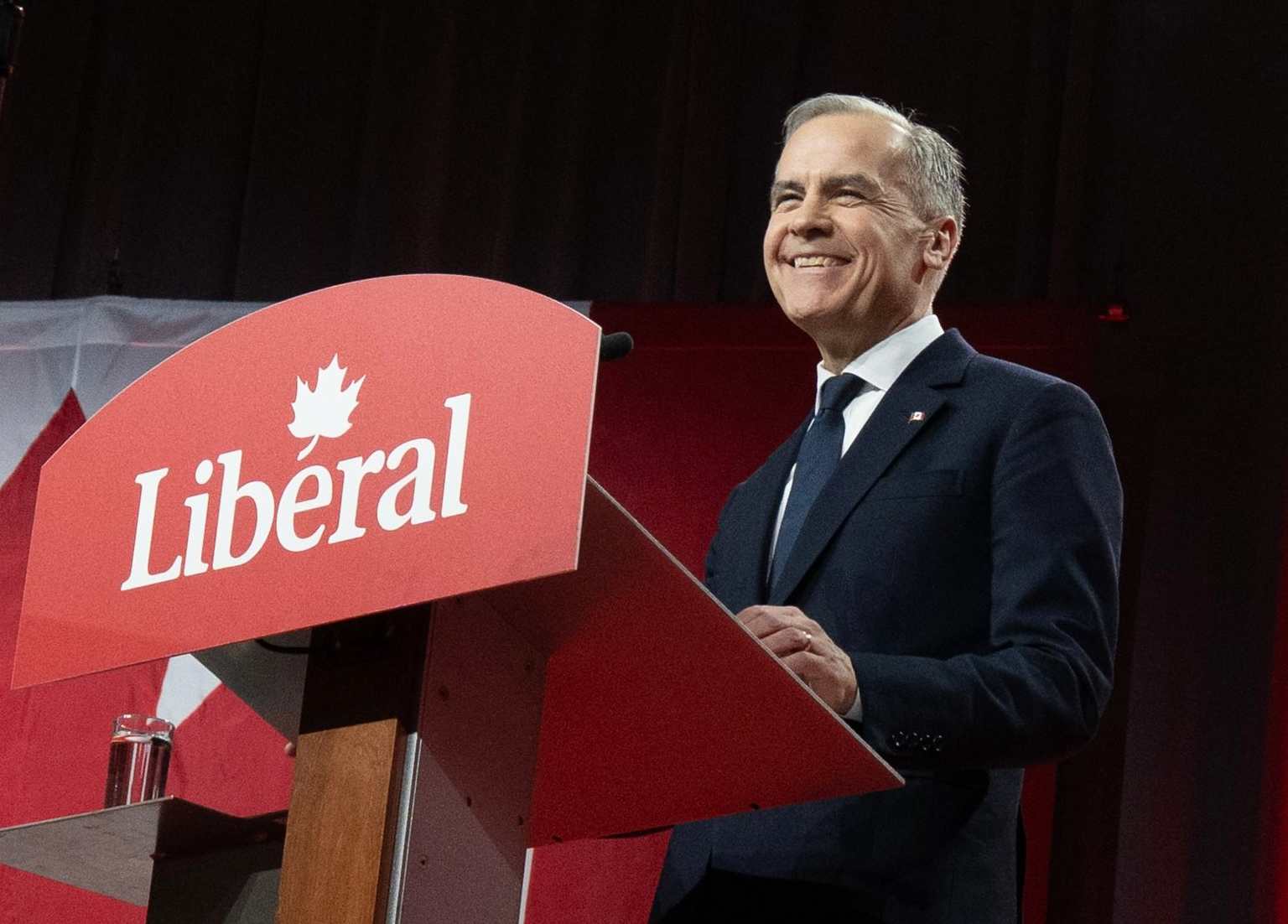 Mark Carney, nuevo líder del Partido Liberal de Canadá, durante su intervención tras ganar las primarias de su formación