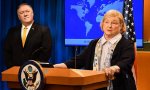 Mike Pompeo y Mary Ann Glendon, en la presentación del informe de la Comisión de Derechos Inalienables de EEUU