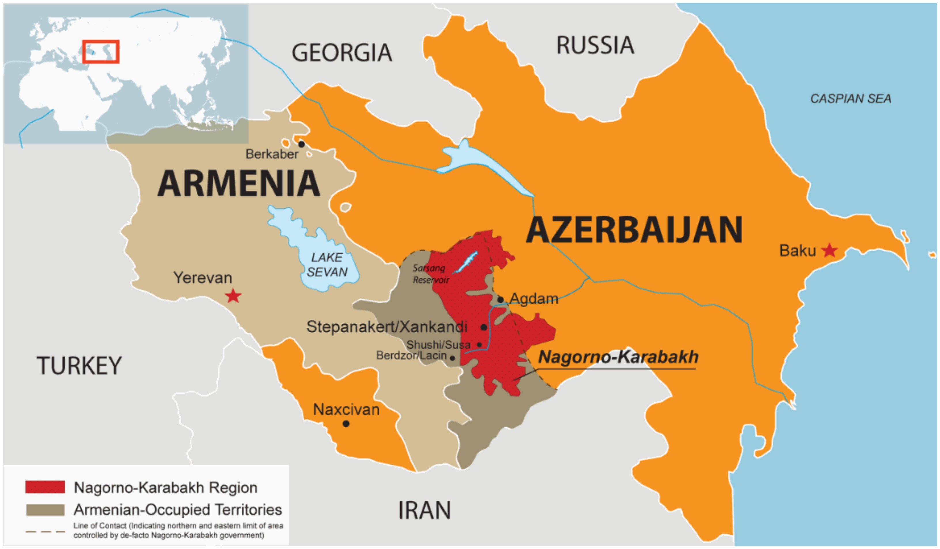 Граница между азербайджаном арменией. Географическая карта Азербайджана Армении и Нагорного Карабаха. Арцах Нагорный Карабах карта. Карабах на карте Азербайджана и Армении.