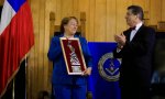 Michelle Bachelet, durante su visita a la Gran Logia de Chile, en 2014. Ningún presidente chileno lo había hecho antes