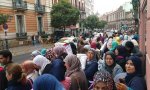 Musulmanas, en una calle de Madrid, frente al Ministerio de Justicia. 