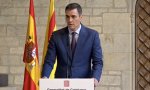 Pedro Sánchez, durante su comparecencia de este jueves, en el Palau de la Generalitat